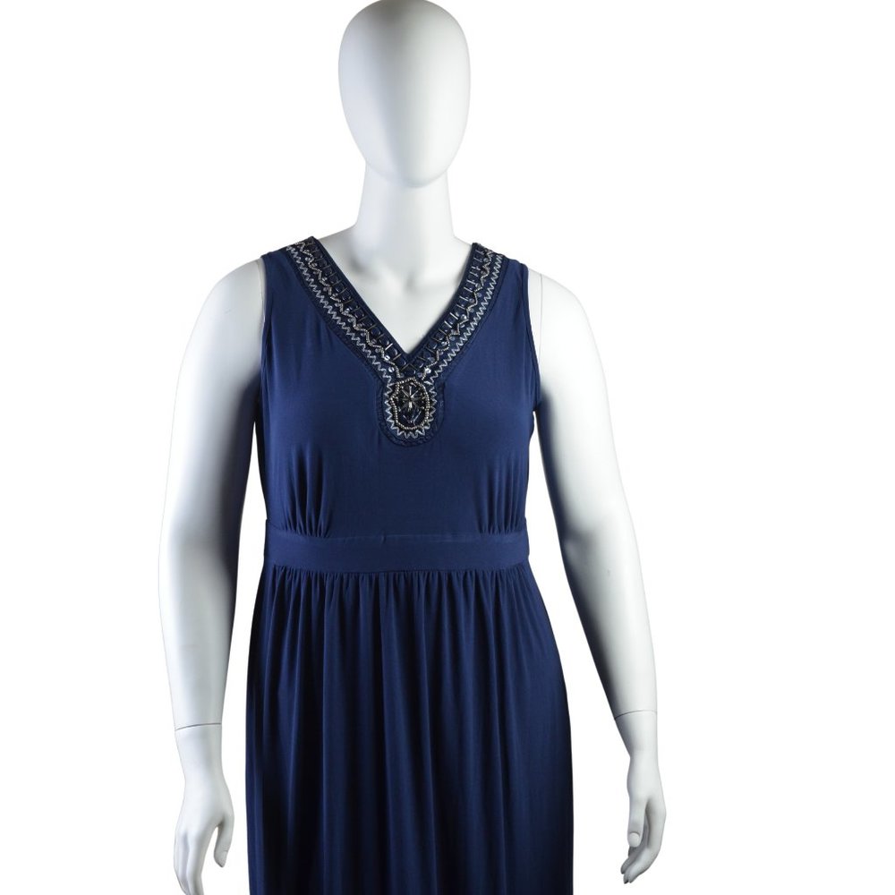 Elementz Woman Maxi Dress with Embellished V Neck - Size 1X - Picture 4 of 7